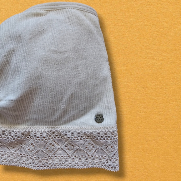 Lucky Brand Women's Seamless Lace Strapless Bandeau Bra Cream - Picture 3 of 12